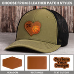 Love Football, Baseball, Softball, Sports - Personalized Leather Patch Hat