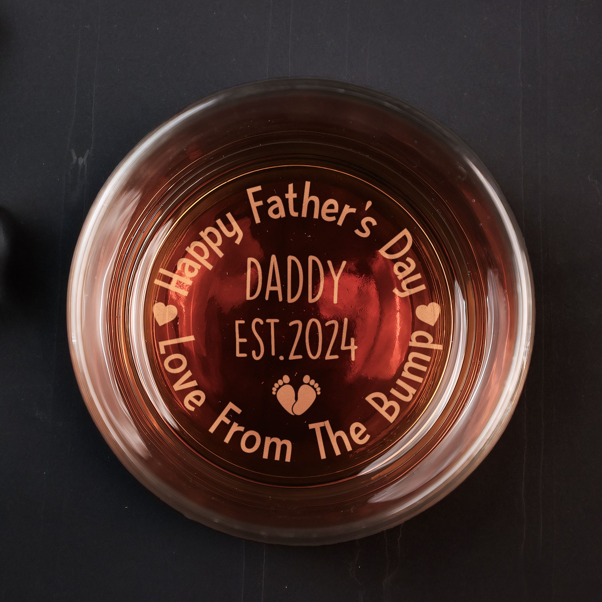 Love From The Bump Happy Father's Day Daddy - Personalized Engraved Whiskey Glass