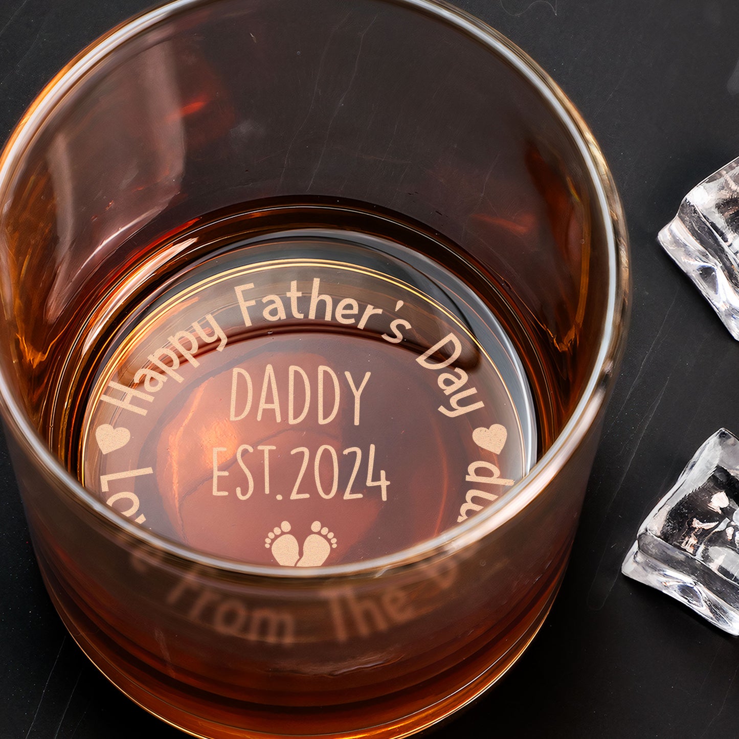 Love From The Bump Happy Father's Day Daddy - Personalized Engraved Whiskey Glass