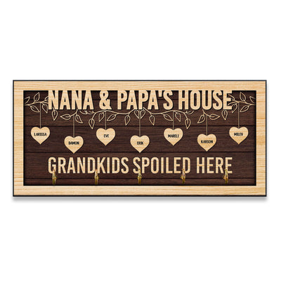 Love Grows Here - Personalized Key Hanger - Home Decor, Birthday, Loving Gift For Grandparents, Parents, Grandma & Grandpa