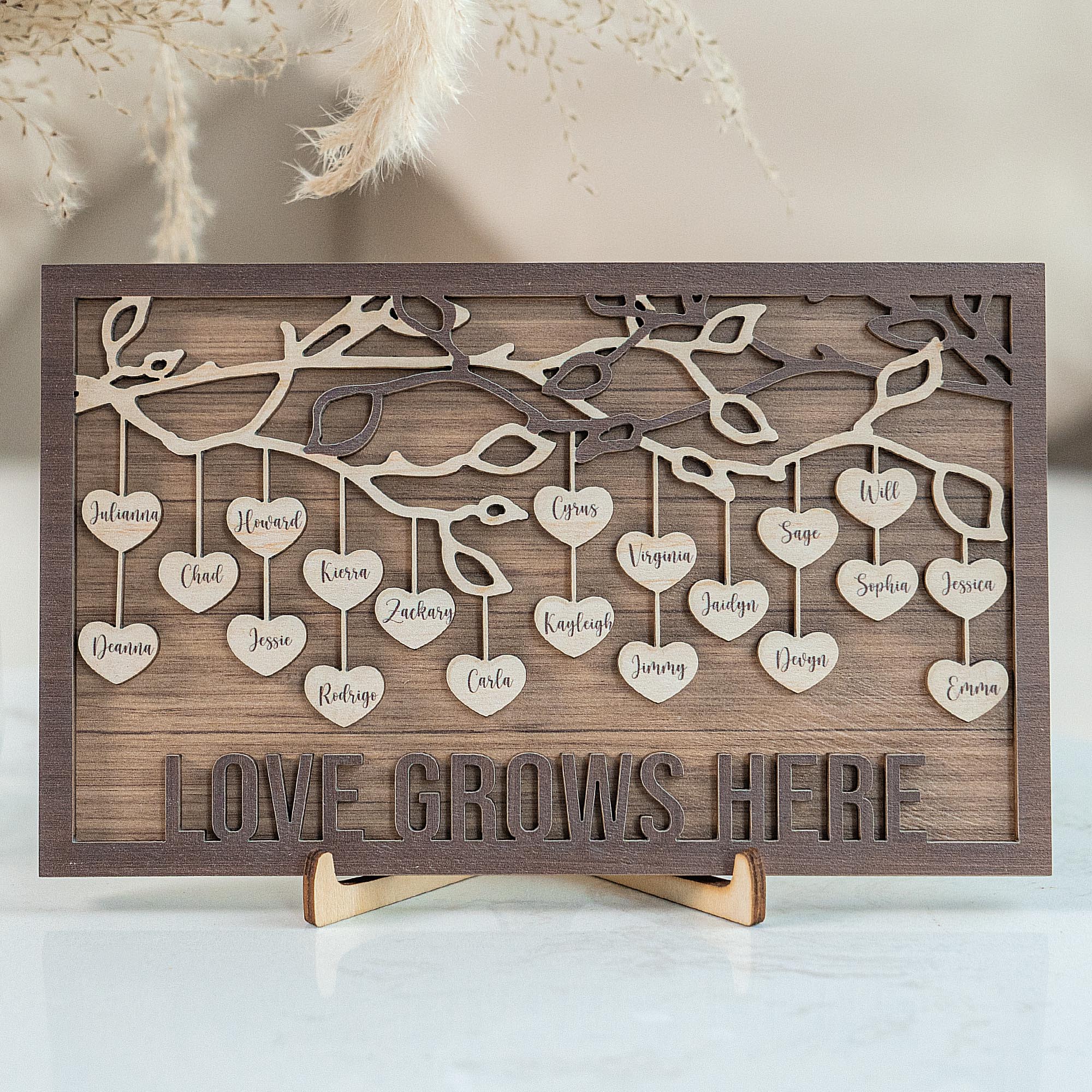 Love Grows Here - Personalized Wooden Plaque