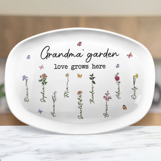 Love Grows In Grandma's Garden - Personalized Platter