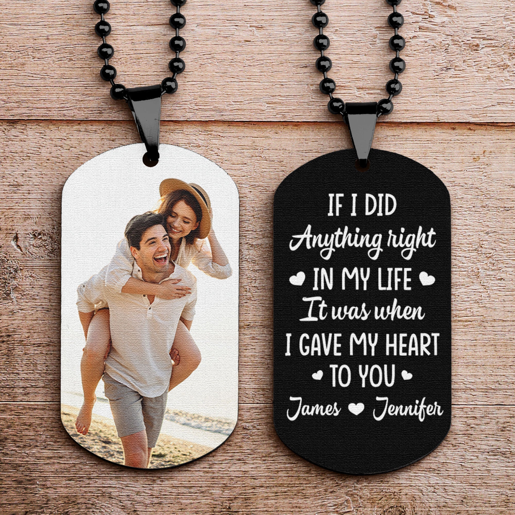 Love Infinity Gift For Couple - Personalized Photo Dog Tag Necklace