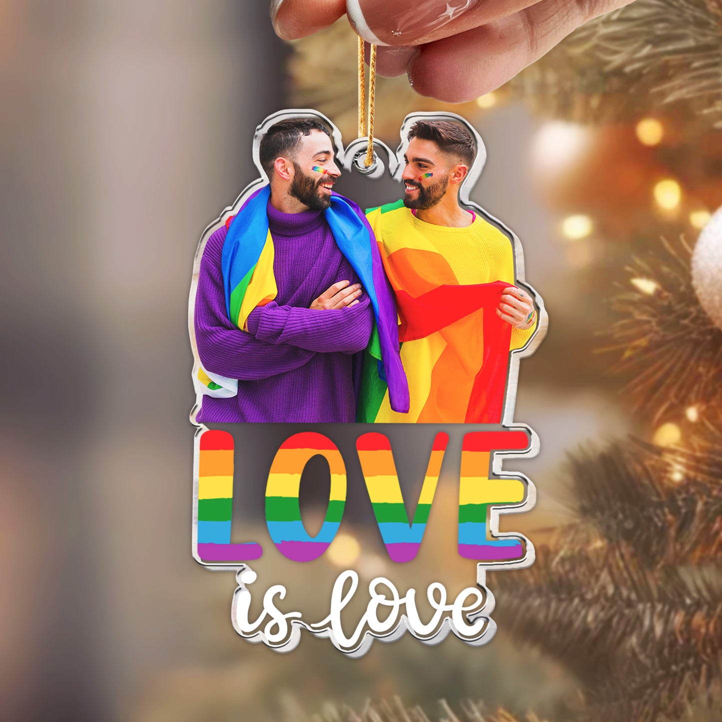 Love Is Love - Personalized Acrylic Photo Ornament