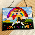 Love Is Love - Personalized Stained Glass Suncatcher