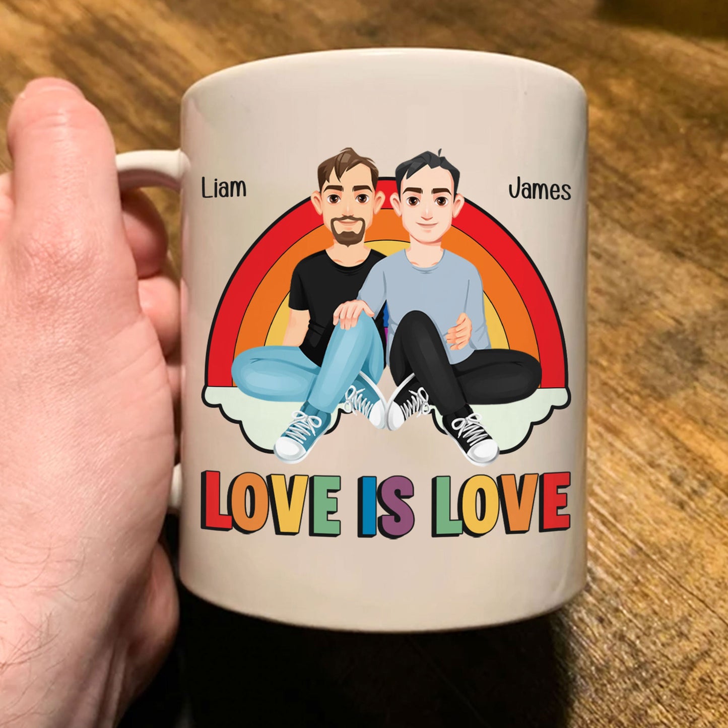 Love Is Love Rainbow Pride Month - Personalized Mug