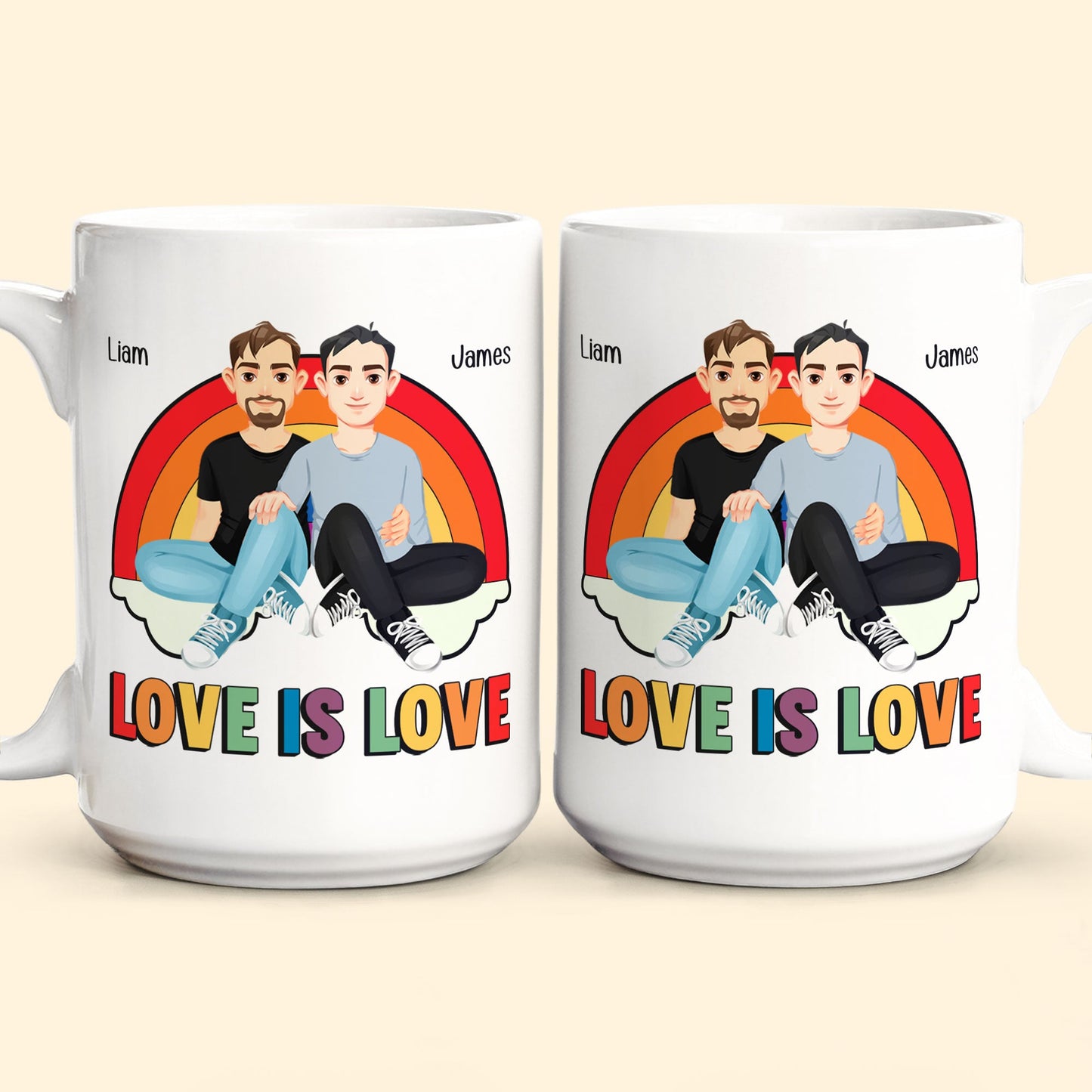 Love Is Love Rainbow Pride Month - Personalized Mug