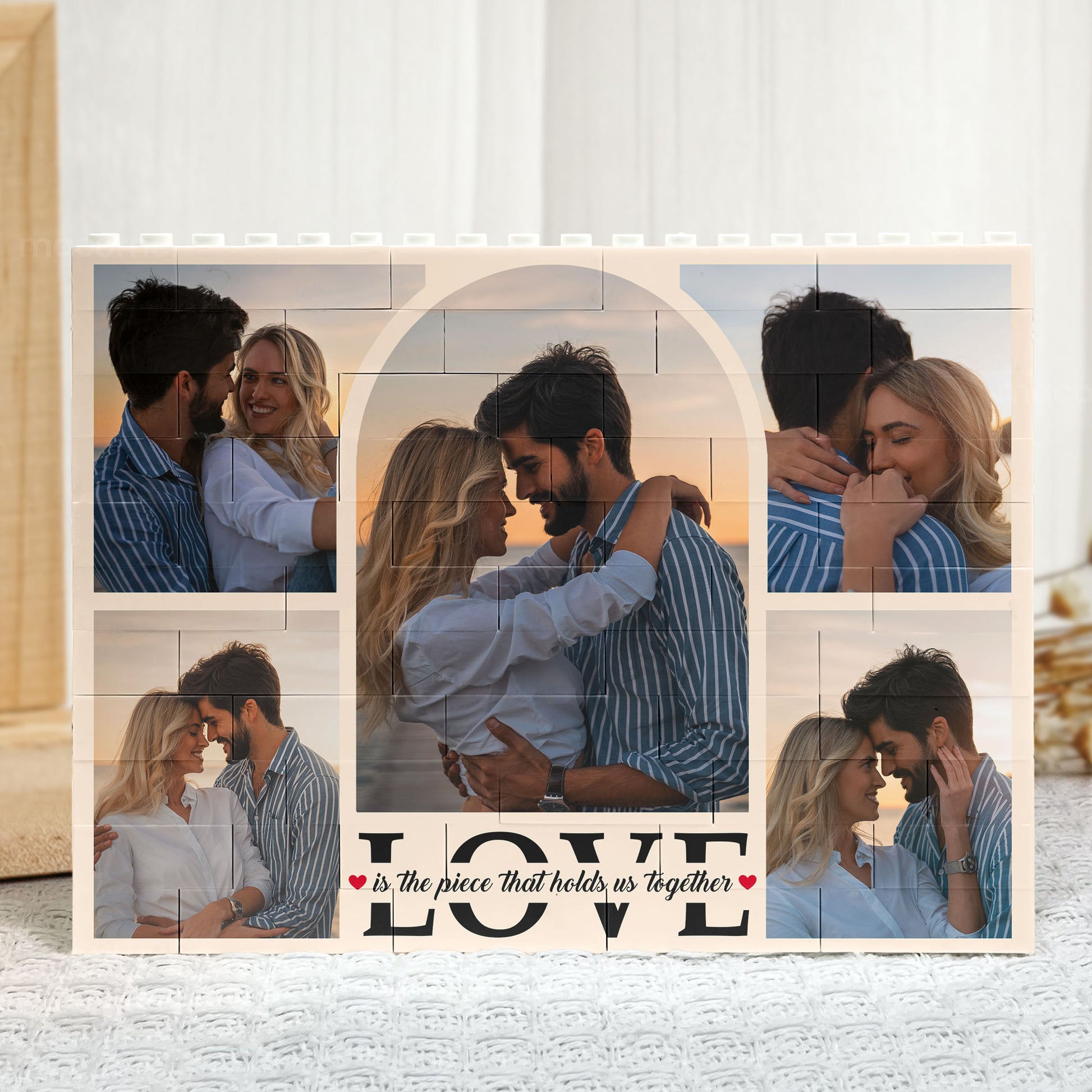 Love Is The Piece That Holds Us Together - Personalized Photo Building Brick