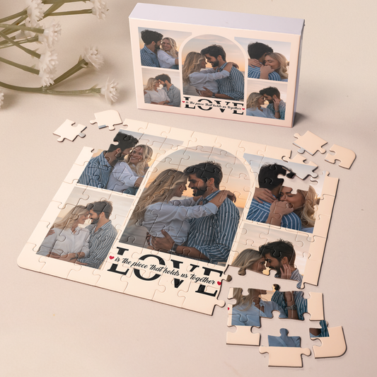 Love Is The Piece That Holds Us Together - Personalized Photo Jigsaw Puzzle