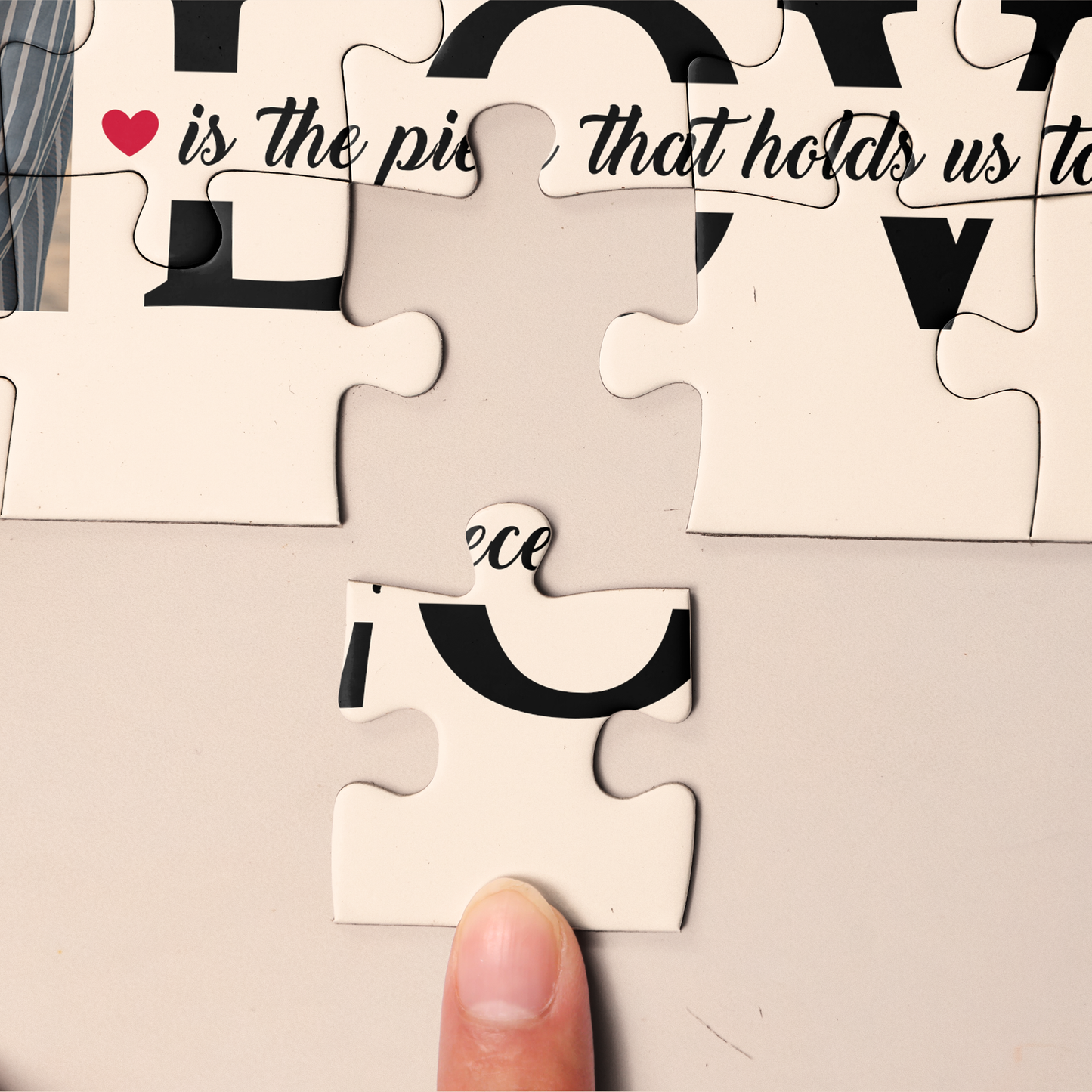 Love Is The Piece That Holds Us Together - Personalized Photo Jigsaw Puzzle