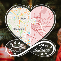 Long Distance Gifts For Family, Friends, Couples - Custom Maps - Personalized Acrylic Ornament