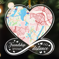 Long Distance Gifts For Family, Friends, Couples - Custom Maps - Personalized Acrylic Ornament