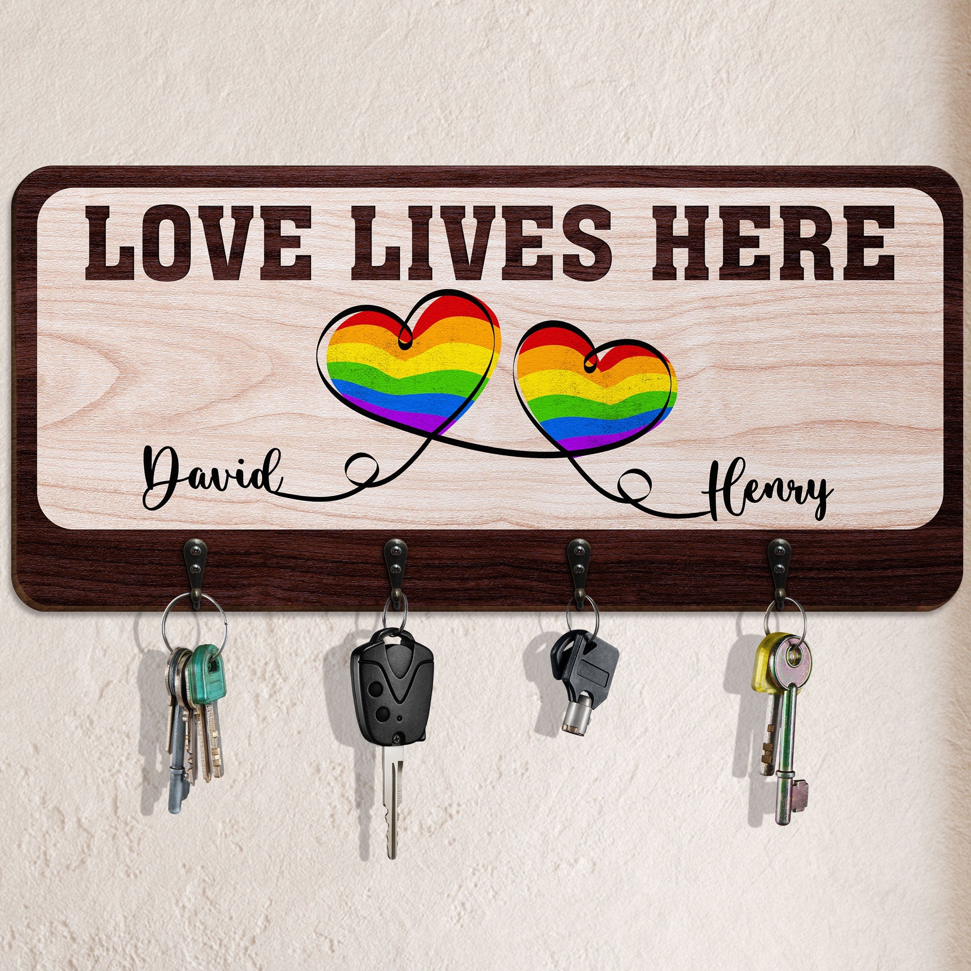Love Lives Here - Personalized Key Holder