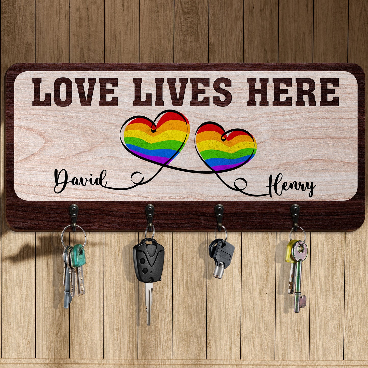 Love Lives Here - Personalized Custom Key Holder