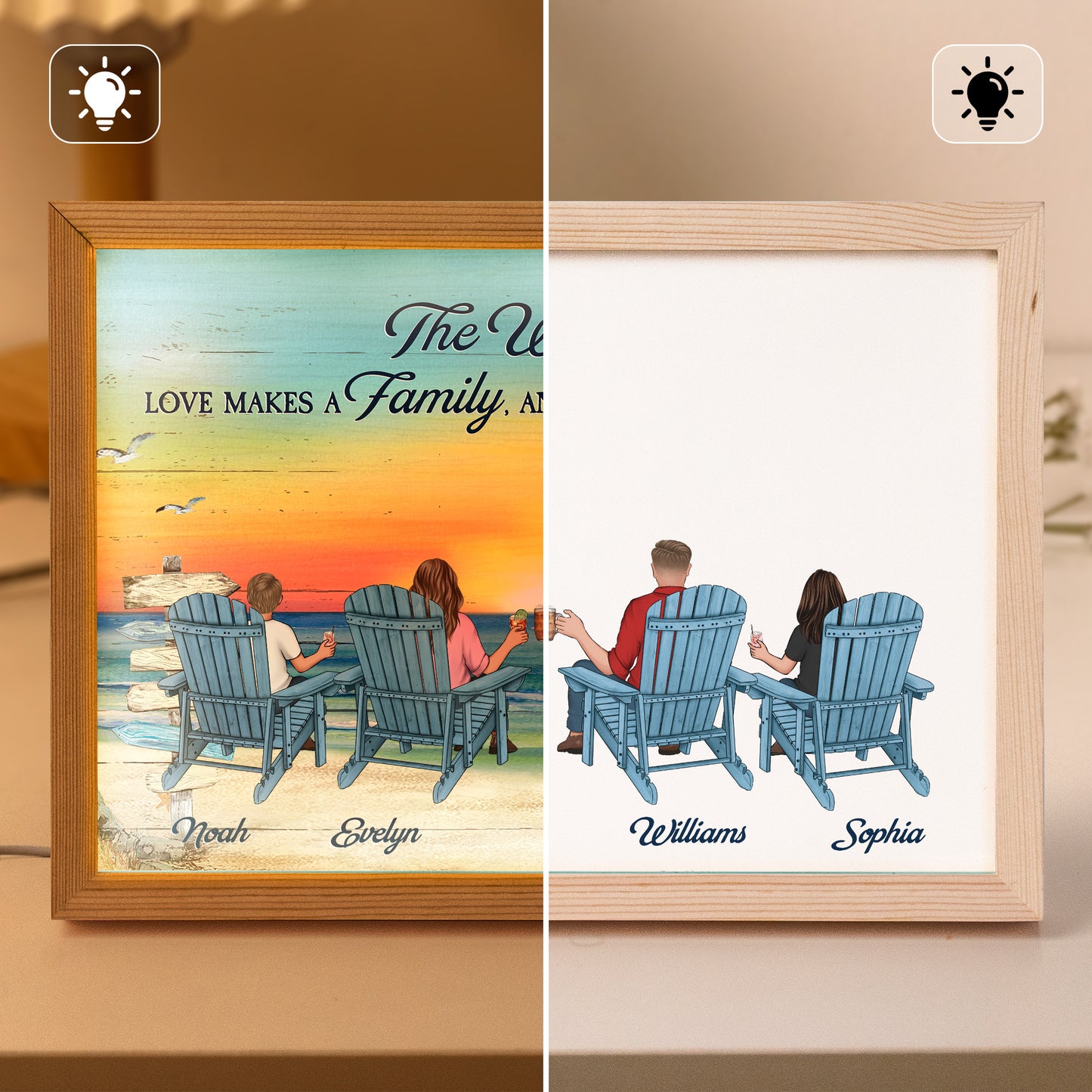 Love Makes A Family - Personalized Light Up Picture Frame