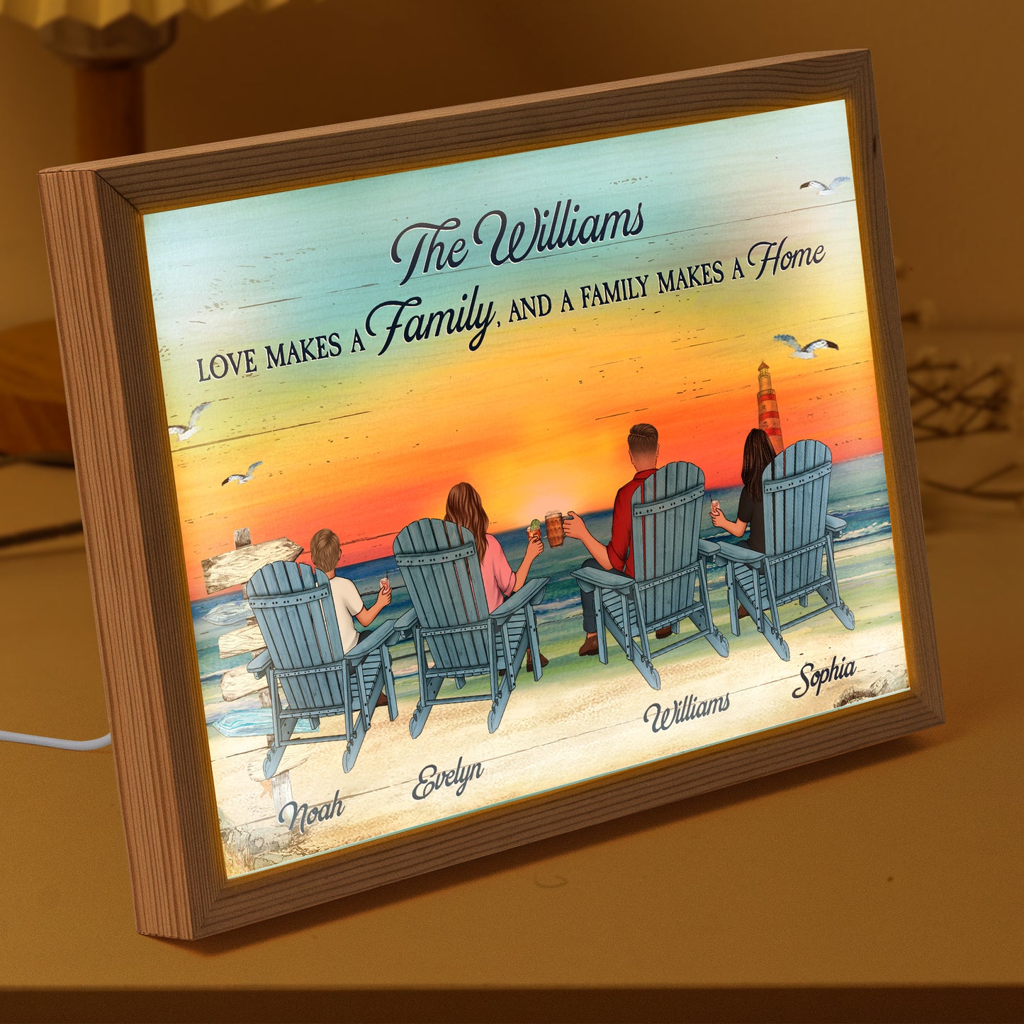 Love Makes A Family - Personalized Light Up Picture Frame