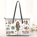 Love Teacher Life New Version - Personalized Leather Tote Bag