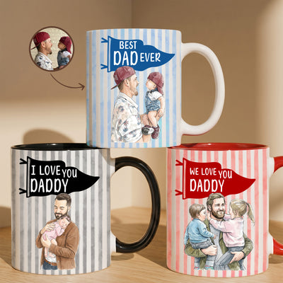 Love You Dad Pennant Flag Design Watercolor Art Father's Day Gift For Dad, New Dad - Personalized Mug