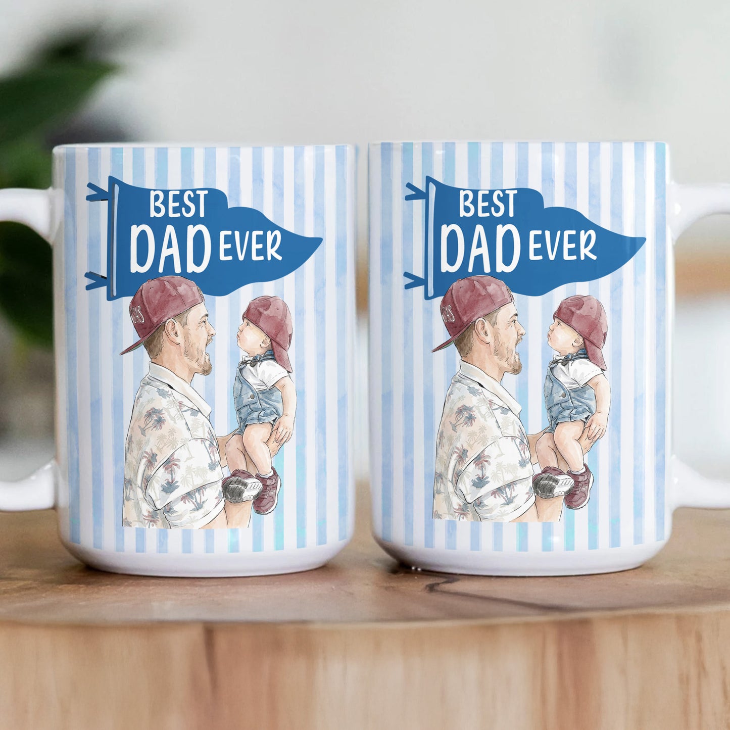 Love You Dad Pennant Flag Design Watercolor Art Father's Day Gift For Dad, New Dad - Personalized Mug