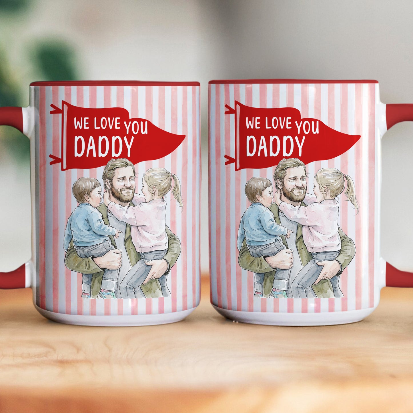 Love You Dad Pennant Flag Design Watercolor Art Father's Day Gift For Dad, New Dad - Personalized Mug