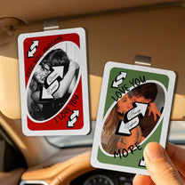 Love You More Playing Card Custom Couples Photo Trendy Gift - Personalized Wooden Photo Car Visor Clip