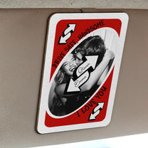 Love You More Playing Card Custom Couples Photo Trendy Gift - Personalized Wooden Photo Car Visor Clip
