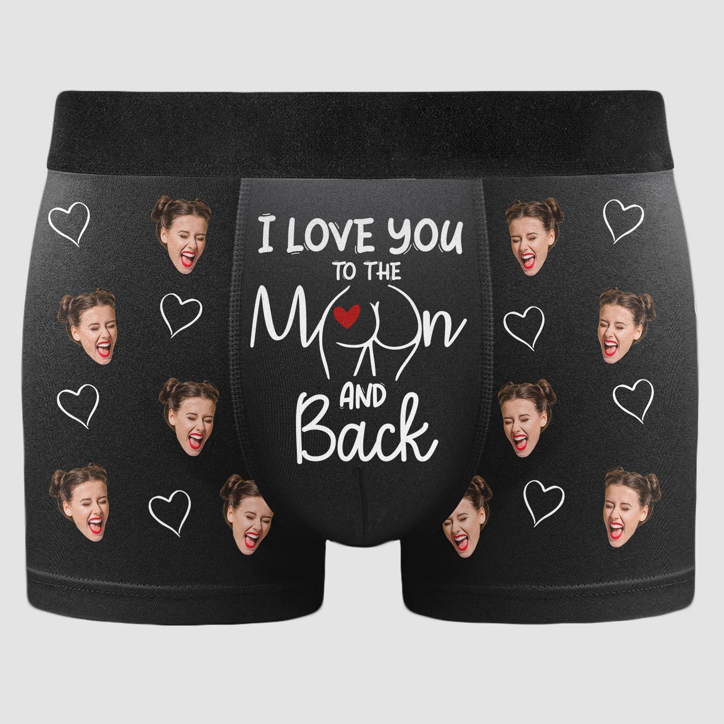 Love You To The Moon And Back Anniversary Gift - Personalized Photo Men's Boxer Briefs
