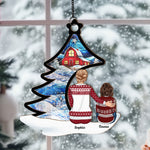 Love You To The Moon And Back Grandma & Grandkid - Personalized Window Hanging Suncatcher Ornament