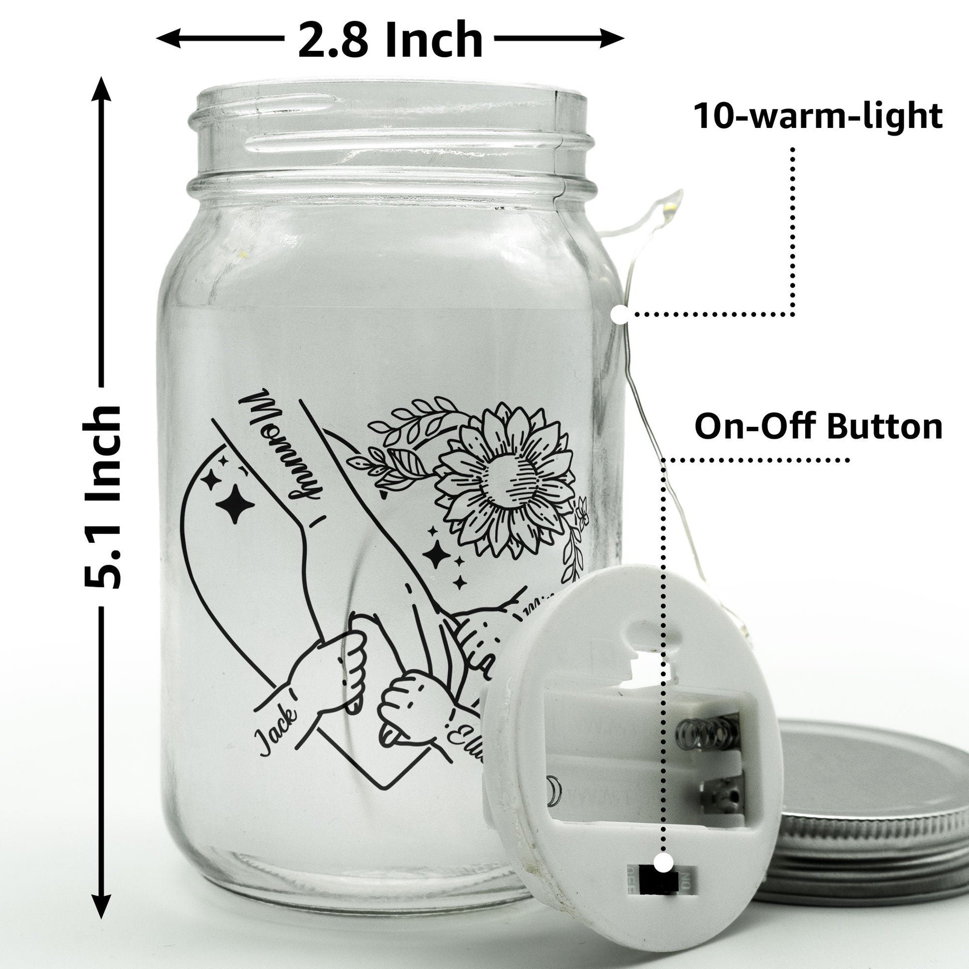 Love You To The Moon And Back Mom Holding Hands - Personalized Mason Jar Light