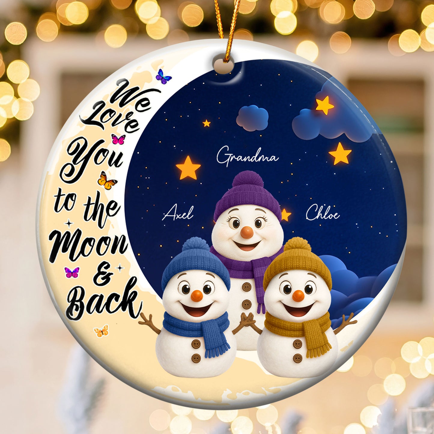 Love You To The Moon And Back - Personalized Ceramic Ornament