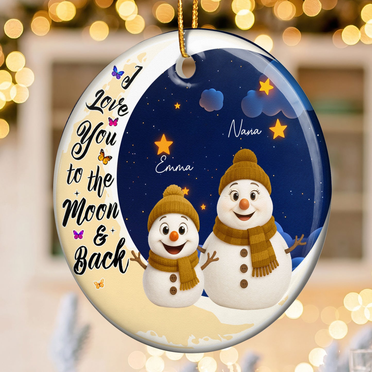 Love You To The Moon And Back - Personalized Ceramic Ornament
