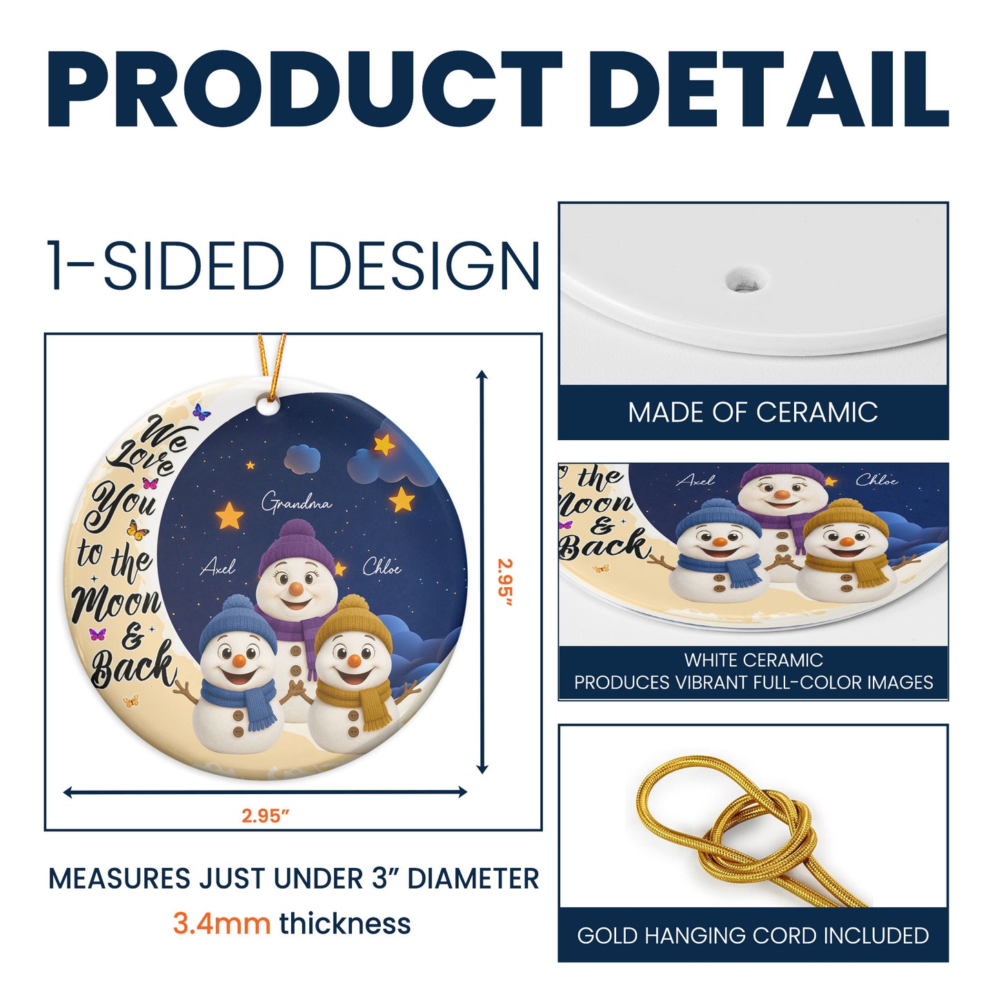 Love You To The Moon And Back - Personalized Ceramic Ornament