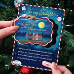 Love You To The Moon And Back - Personalized Christmas Wooden Card With Pop Our Ornament - Christmas Gift For Daughters, Sons