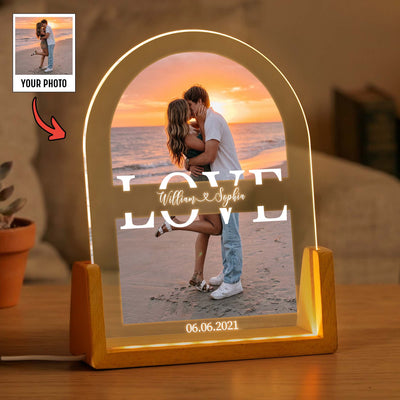 Love You Forever Custom Photo Anniversary Gifts For Couple - Personalized Night Light