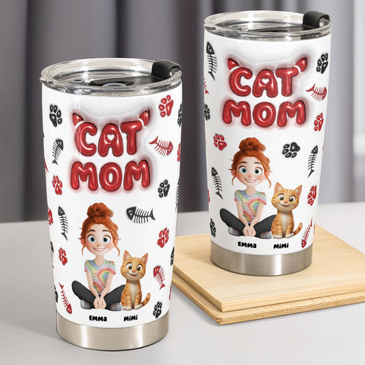 Lovely Cat Mom - Personalized Tumbler Cup