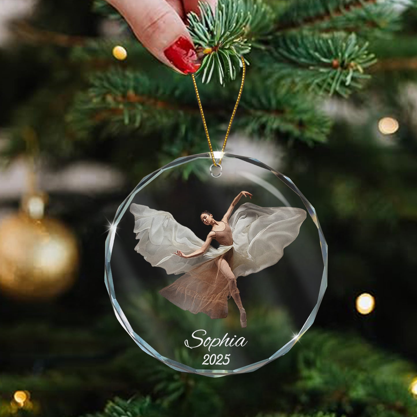 Lovely Little Ballerina Dancing Ballet - Personalized Glass Photo Ornament