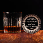 Lucky For You I Like Older Men Funny Gifts For Husband - Personalized Engraved Whiskey Glass