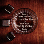 Lucky For You I Like Older Men Funny Gifts For Husband - Personalized Engraved Whiskey Glass
