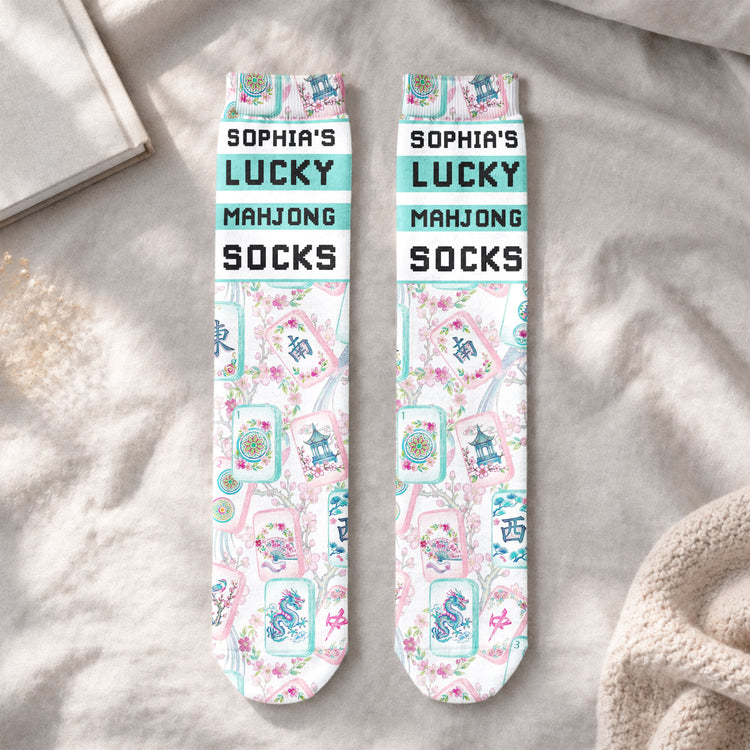 Lucky-Mahjong-Socks,-Gifts-For-Mahj-Group-Personalized-Socks