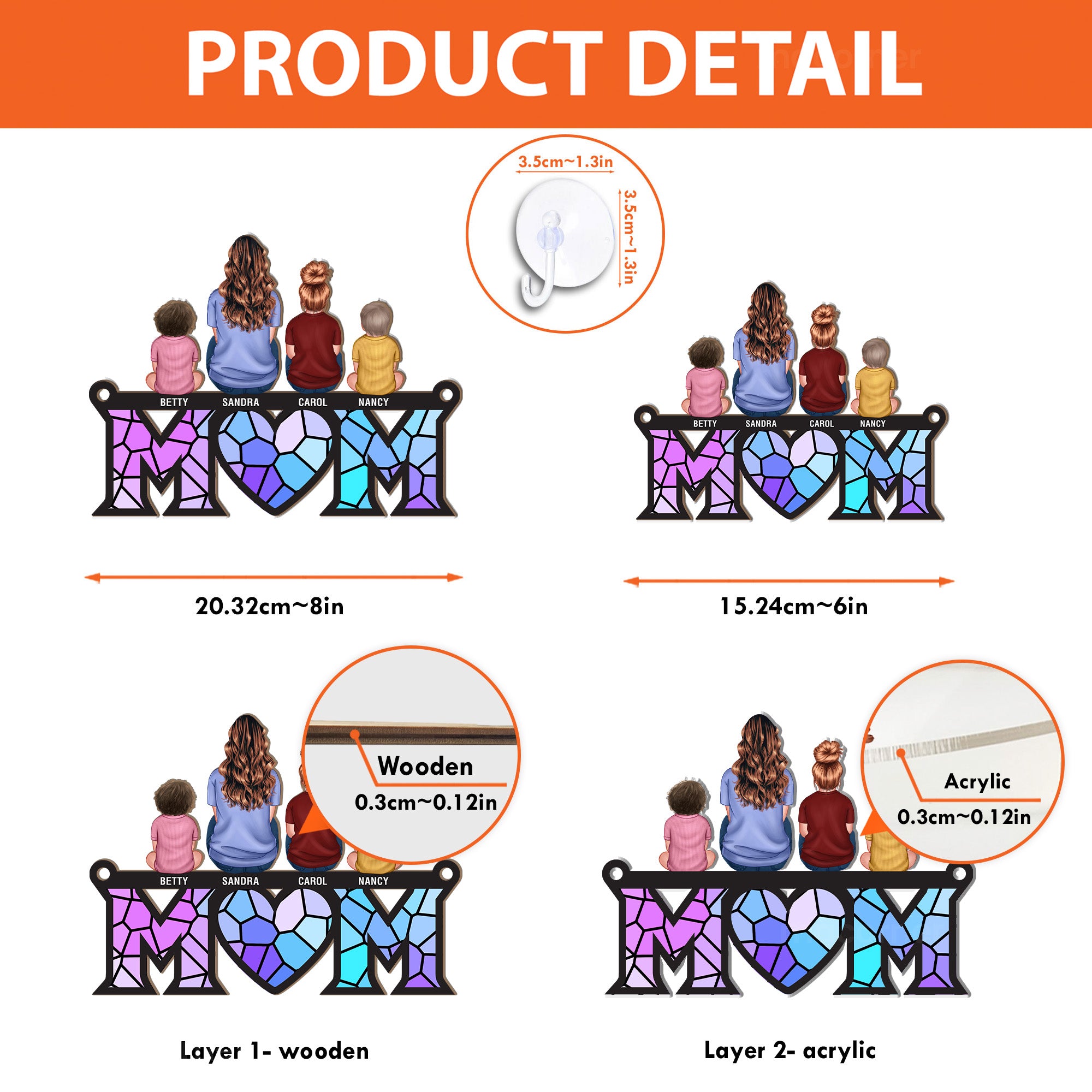 Mother & Children Bond - Personalized Window Hanging Suncatcher - Gift For Mom