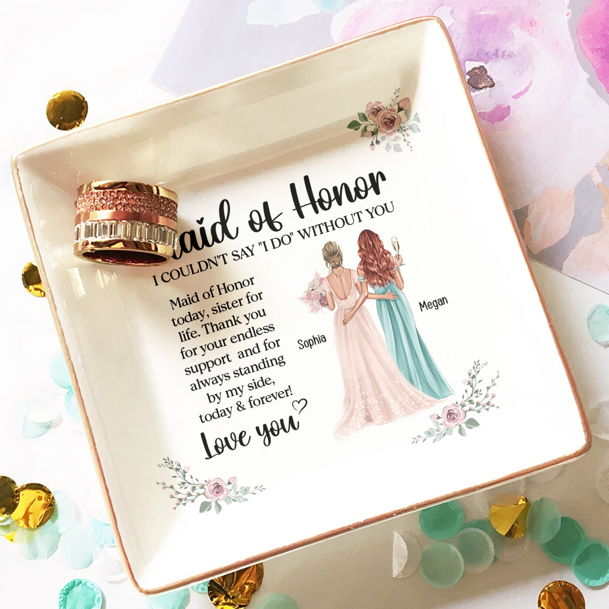 Maid Of Honor Today Sister For Life Wedding Gift Personalized Jewelry Dish Macorner