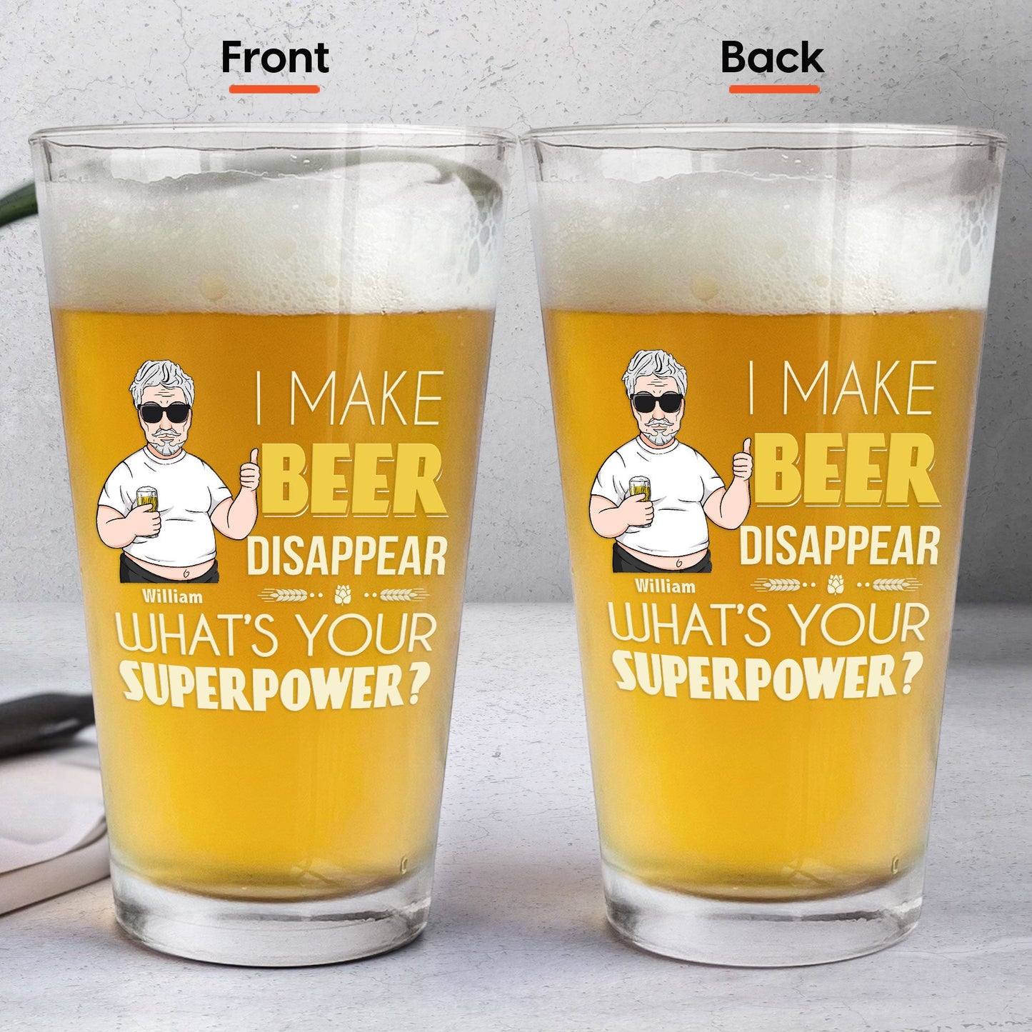 Make Beer Disappear - Personalized Beer Glass