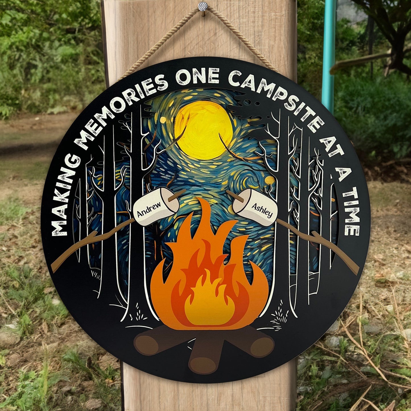 Making Memories One Campsite At A Time - Personalized 2 Layers Wood Sign