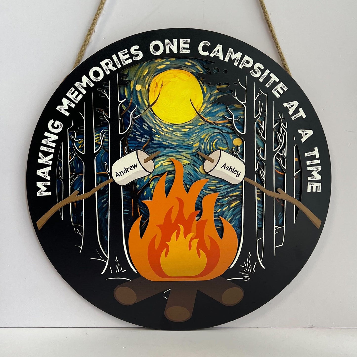 Making Memories One Campsite At A Time - Personalized 2 Layers Wood Sign