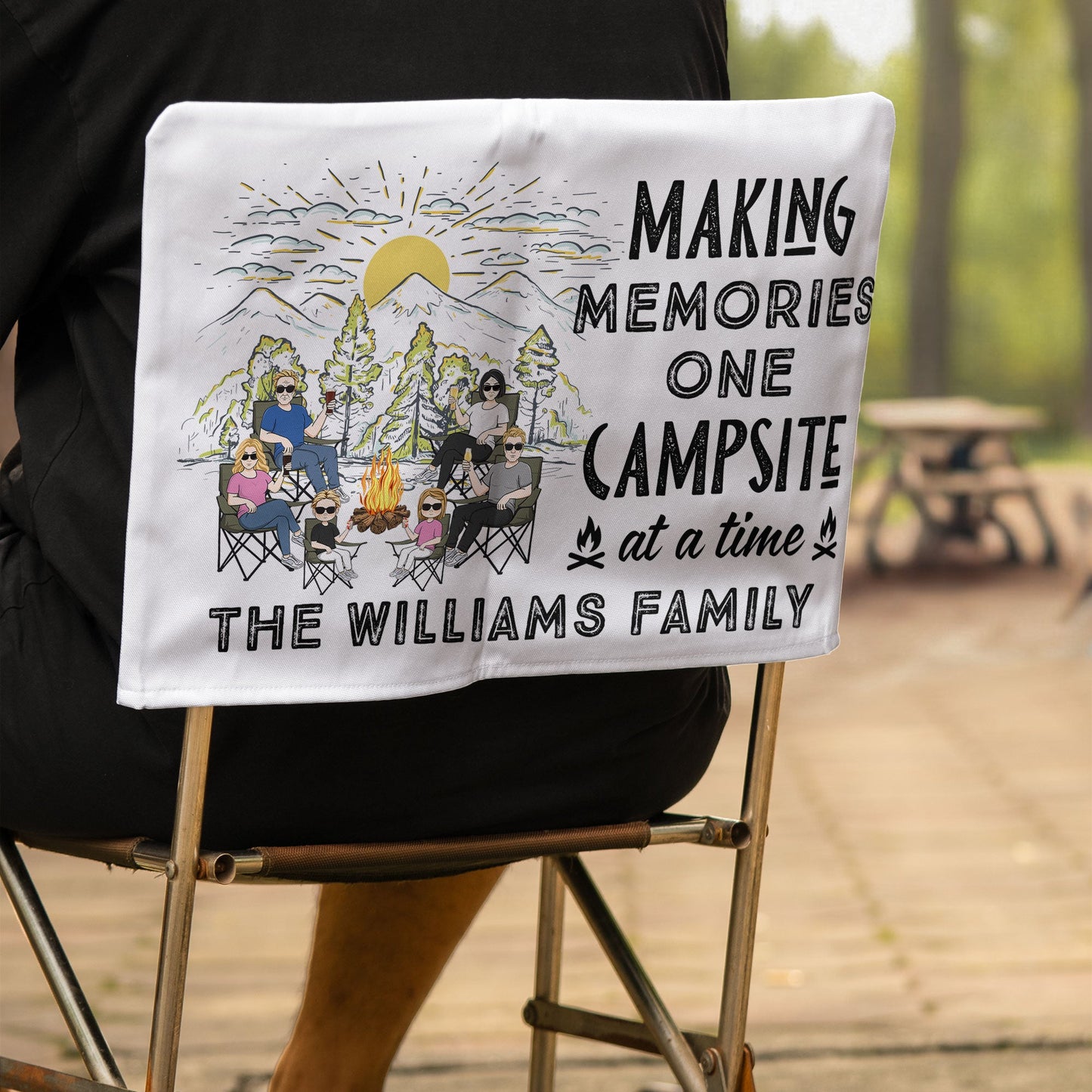 Making Memories One Campsite At A Time - Personalized Folding Chair Cover