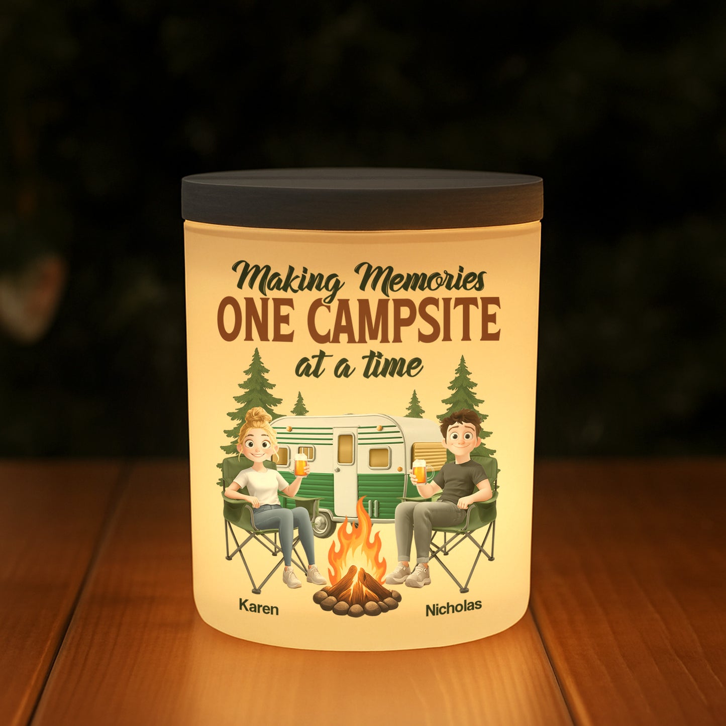 Making Memories One Campsite At A Time - Personalized LED Tea Light Holder