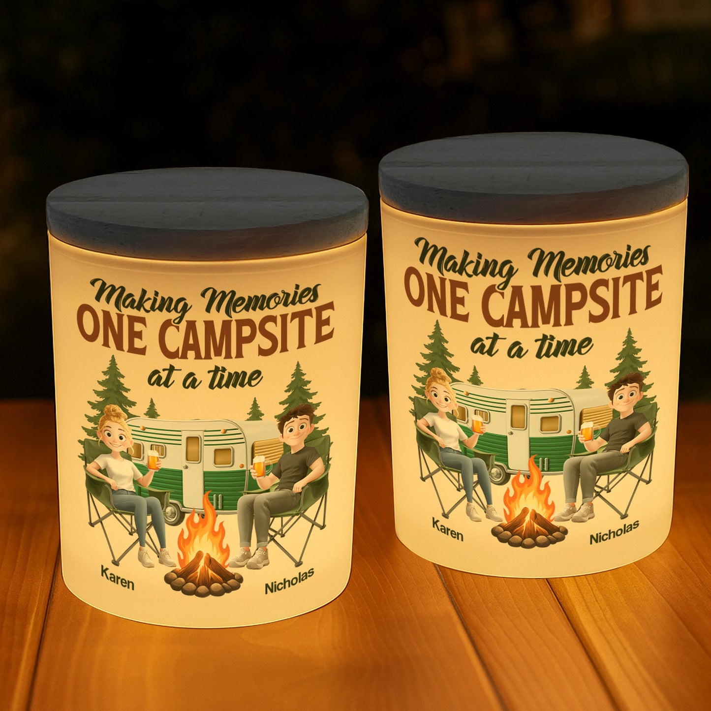 Making Memories One Campsite At A Time - Personalized LED Tea Light Holder