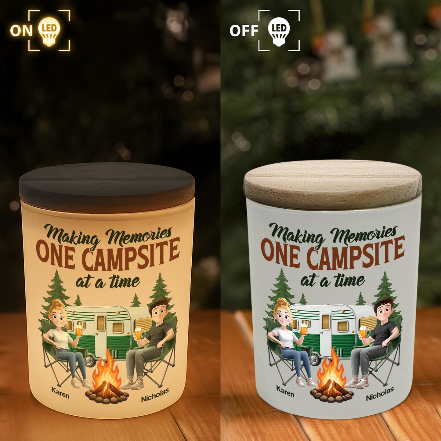 Making Memories One Campsite At A Time - Personalized LED Tea Light Holder