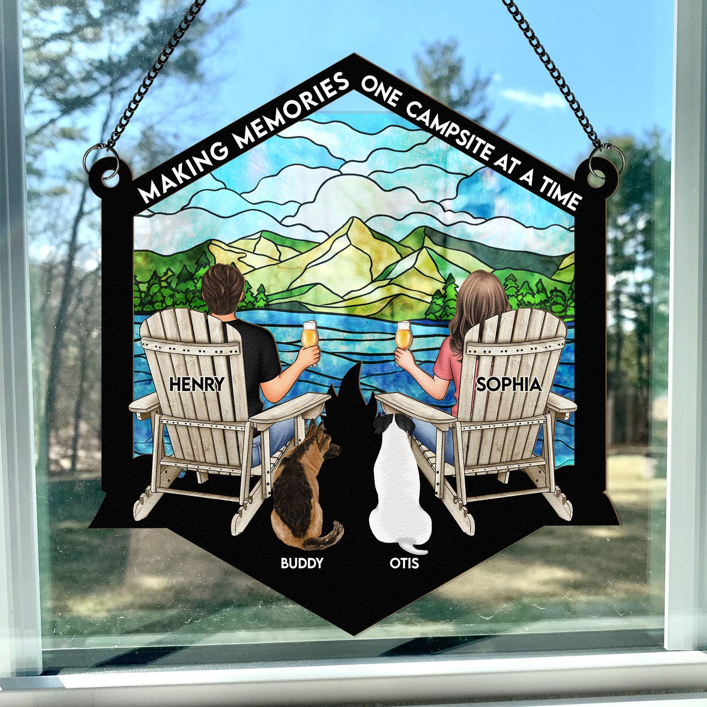 Making Memories One Campsite - Personalized Window Hanging Suncatcher Ornament