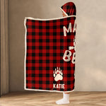 Mama Bear Custom Name - Personalized Wearable Blanket Hoodie